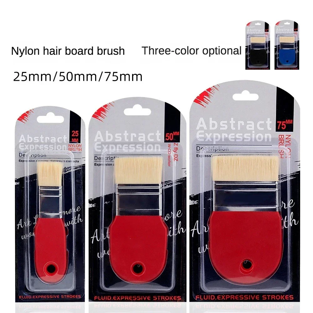 3 Pcs Set Nylon Hair Short Handle Cleaning Wall Board Brush Art Student Painting Acrylic Watercolor Powder Large Area Oil Brush