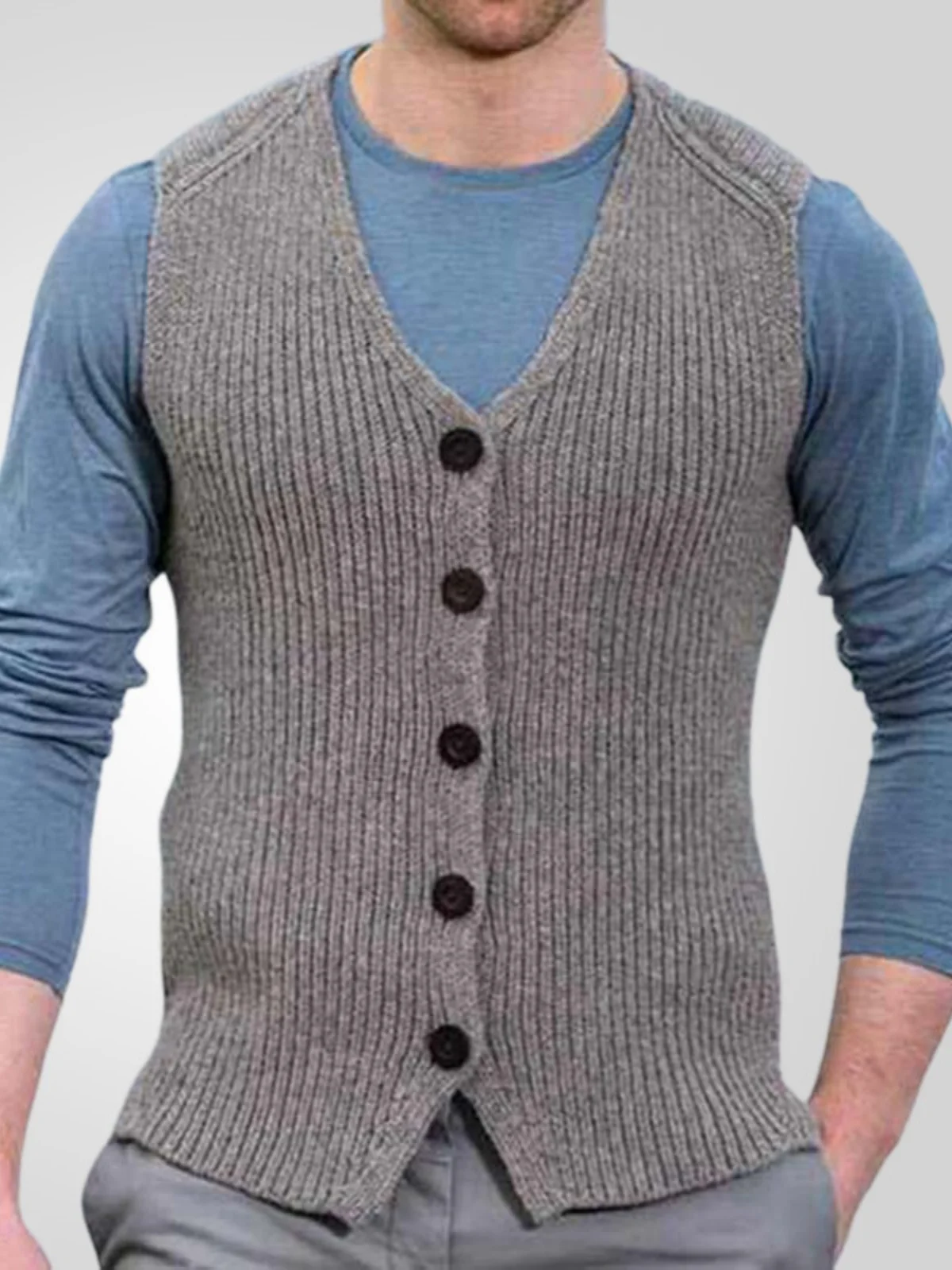 

Мужской вязаный жилет Slim Fit: теплый базовый слой для зимы, ретро-стиль, повседневный, модный, для мужчин среднего возраста, на пуговицах, цветной