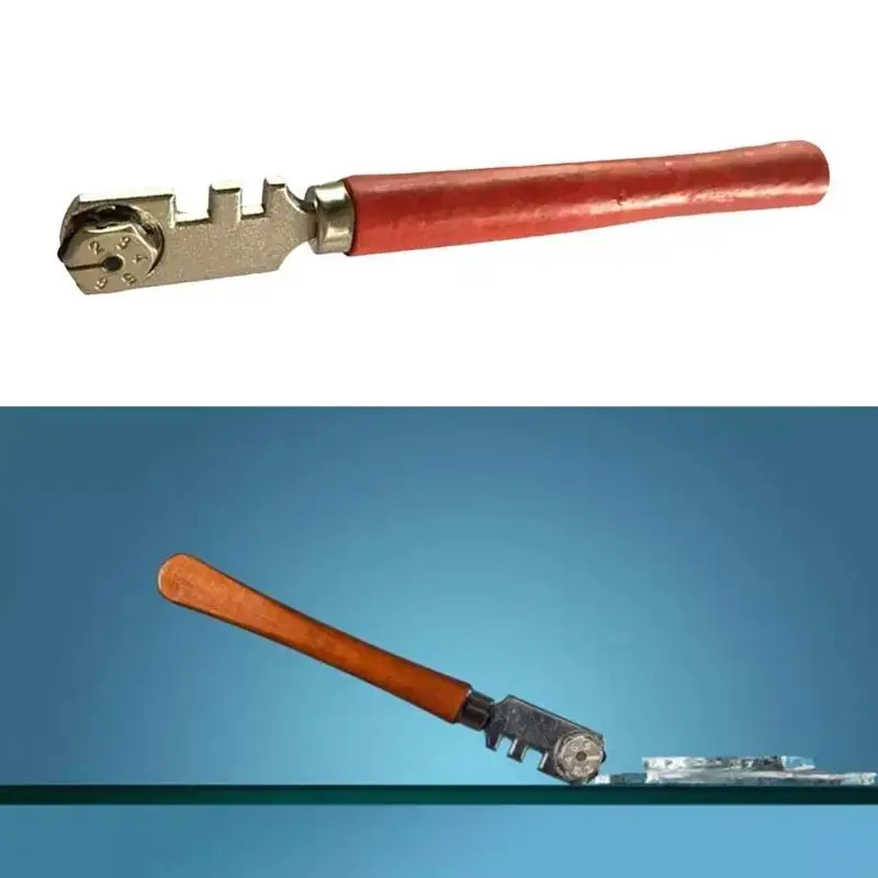 

2025 New Multifunctional Six Wheel Glass Cutter Tool Tile Cutter Hand Tool Metal Wheel Craft Cutting Tool with Wooden Handle