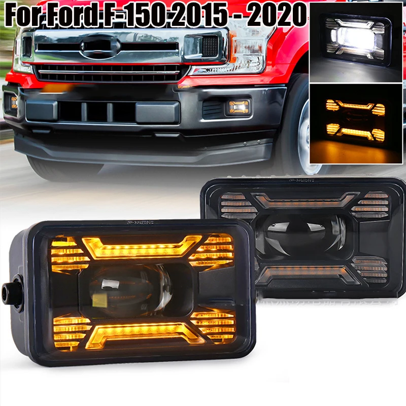 

A Pair Car Front Bumper LED Fog Lights Daytime Running Driving Lamp Assembly For Ford F-150 2015 - 2020 Turn Signal Lamp