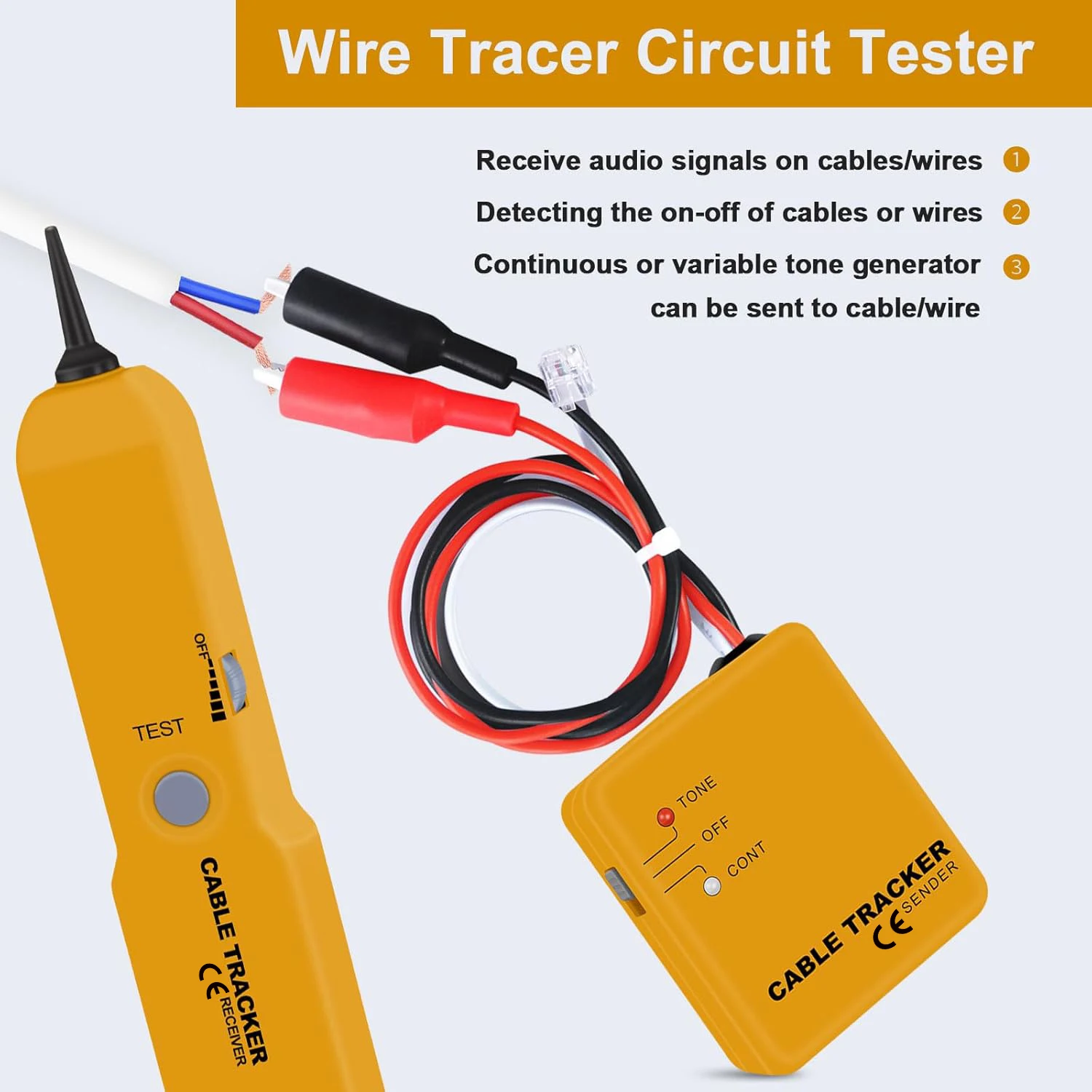 Wire Tracer Tone Generator and Probe Kit - Network Cable Continuity Phone Line Tester - Wire Cable Tracker Telephone Line Finder