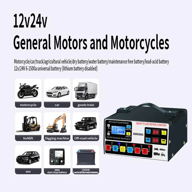 12V/24V Autobatterie Deep Cycle Batterie ladegerät Start batterie für Auto Motorrad Autobatterien sicherer Kfz-Ersatz