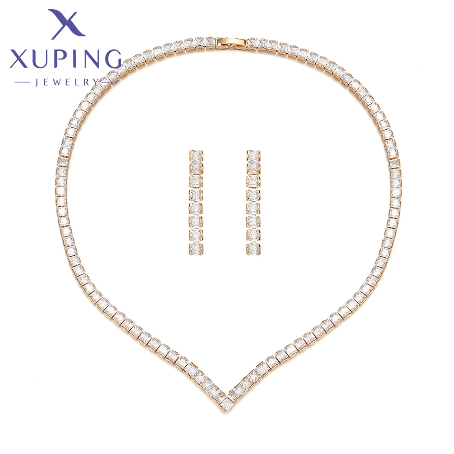 

Xuping Jewelry New Arrival Fashion Luxury Necklace Stud Earring Jewelry Set for Women Christmas Party Gift X000866277