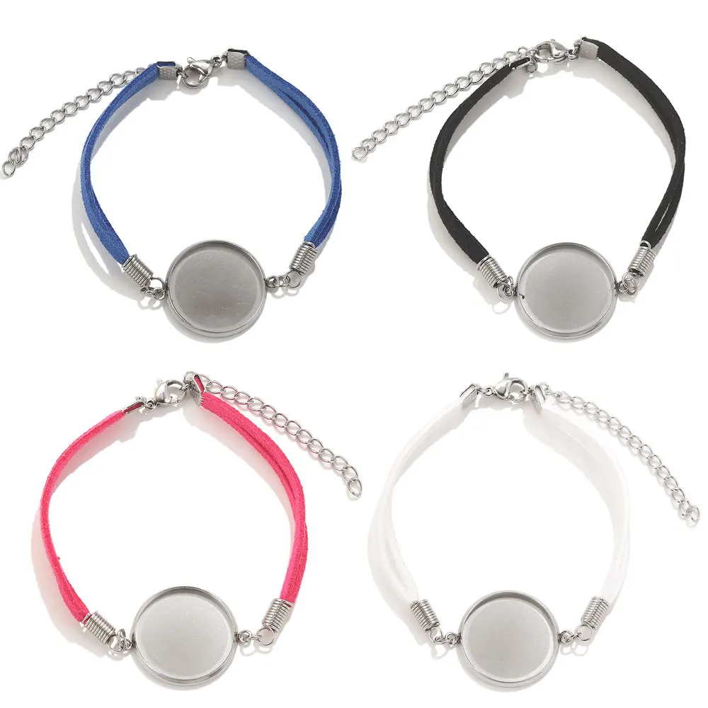 

2pcs Stainless Steel Bangles Base Fit 20mm Cabochon Base for Bracelets Jewelry Making Cameo Bezels Tray Bracelet Findings