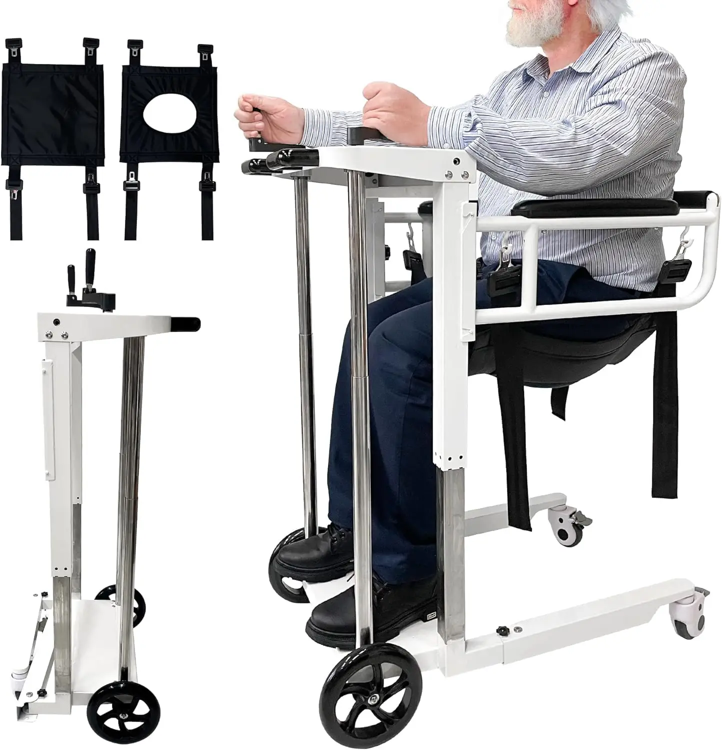 

Portable Folding Patient Lift Transfer Chair for Home Use, Self-Operated Mobility Aid for Seniors, Bathroom, Customized