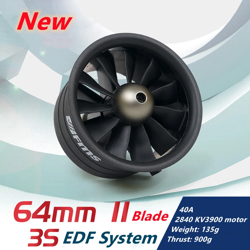 FMS 64mm Ducted Fan Jet EDF Unit 11 blade With 2840 KV3900 Motor (Optional) 3S V2 Engine Power System RC Airplane Model Plane