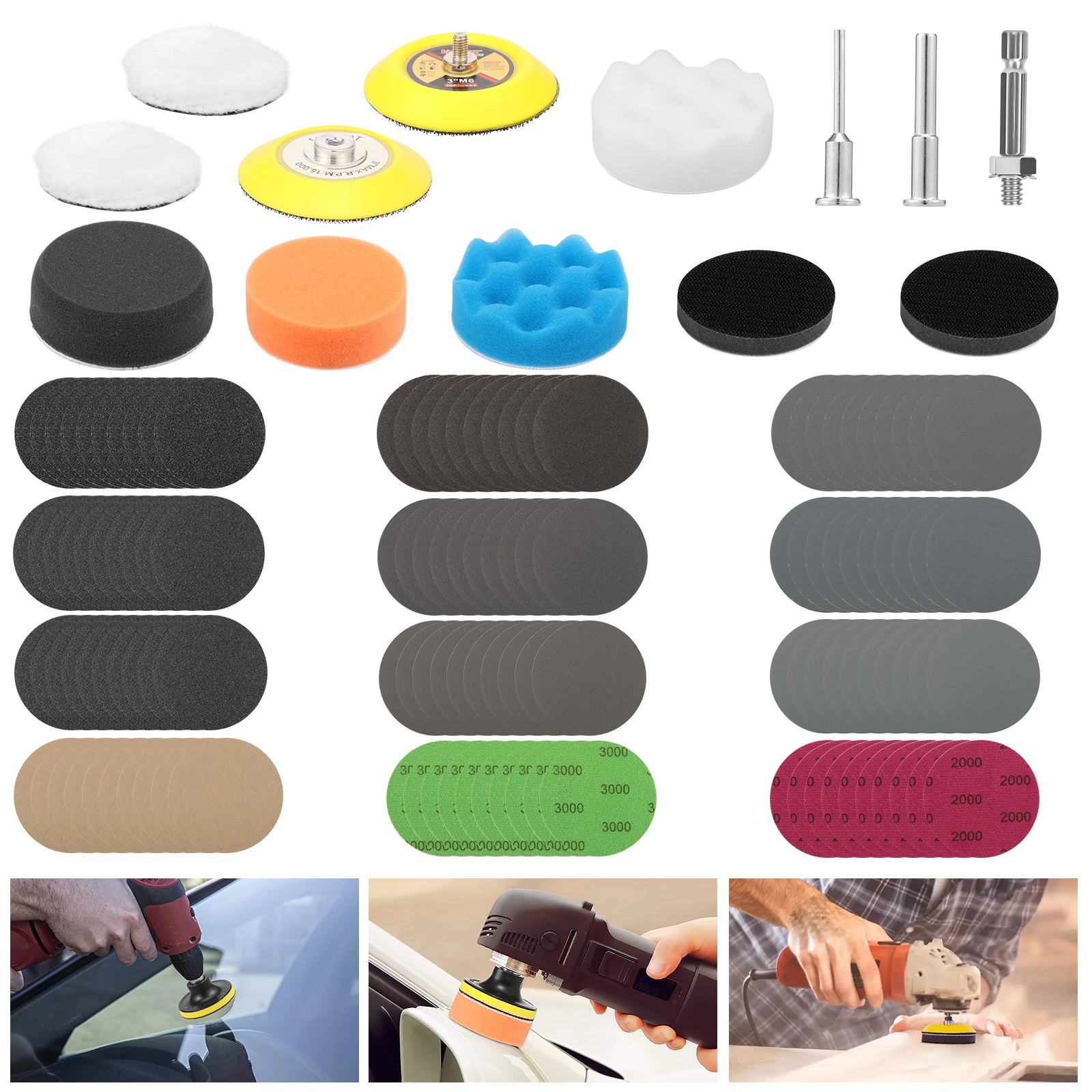 

133 шт. различные шлифовальные диски для большинства электрических и пневматических инструментов, 60–10000, упругие шлифовальные подушечки, износостойкие 3