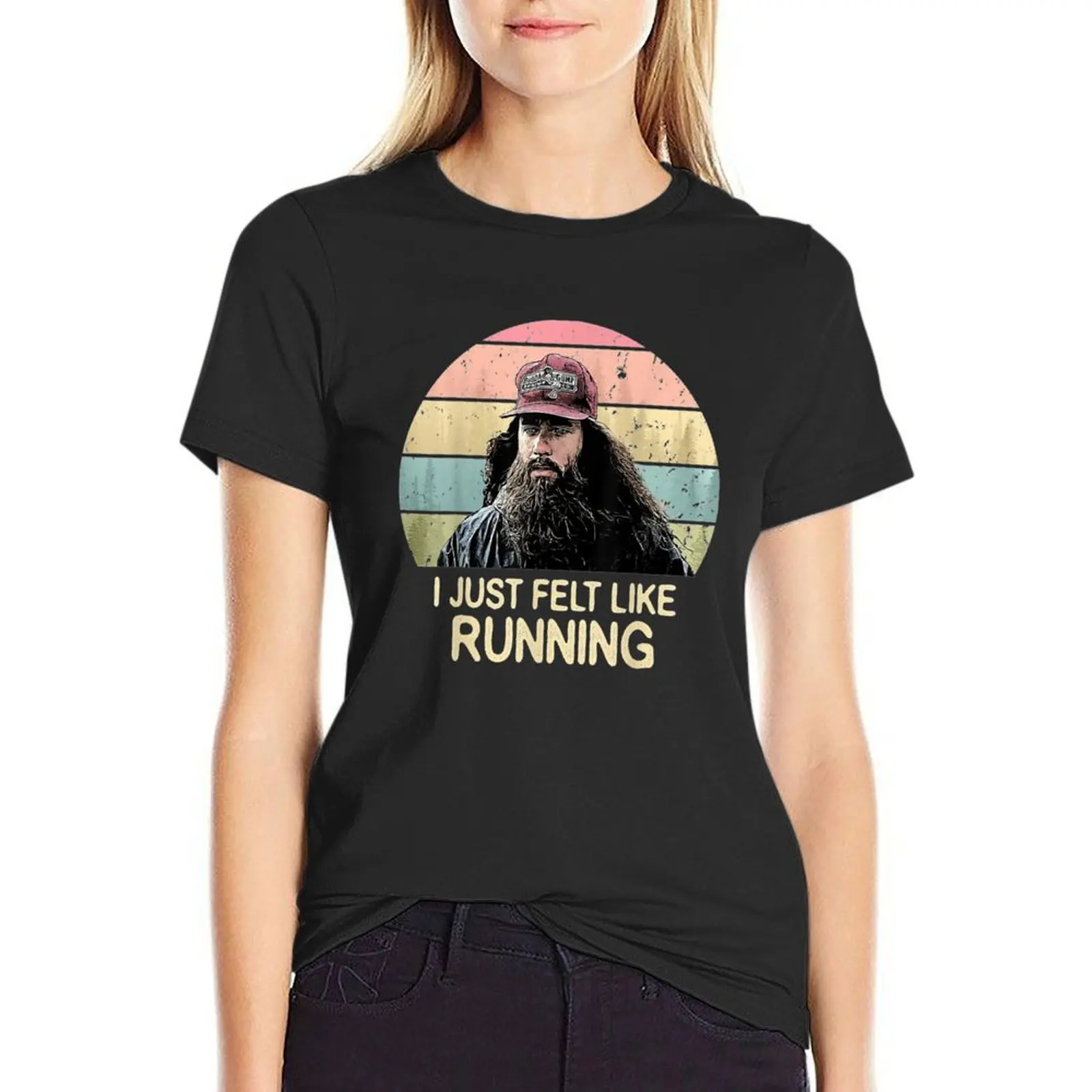 

I Just Felt Like Running Meme Caption T-Shirt new edition anime t-shirts for Women graphic tees funny