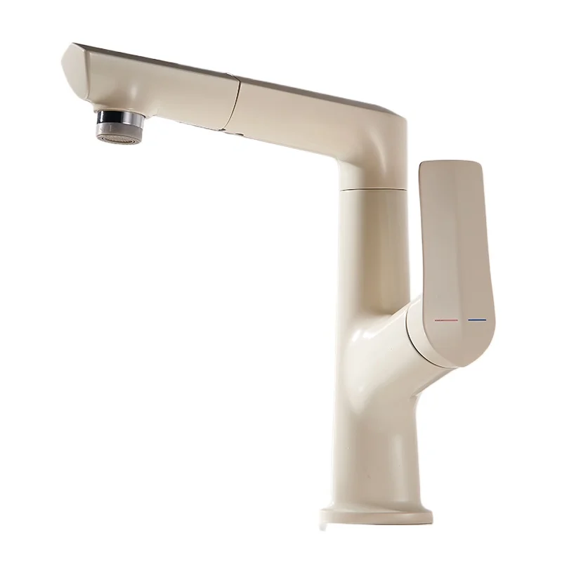 

Golden lifting pull basin faucet Hot and cold rotatable household single hole bathroom faucet