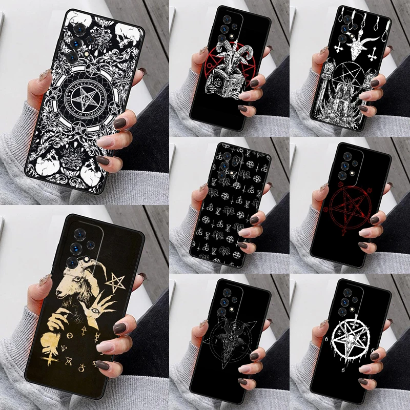 

Pentagram Baphomet Satan Phone Case For Samsung Galaxy S23 S21 S20 FE S24 S22 Ultra Note20 S10 S9 S8 Plus A40 A52 A12 A13 A53
