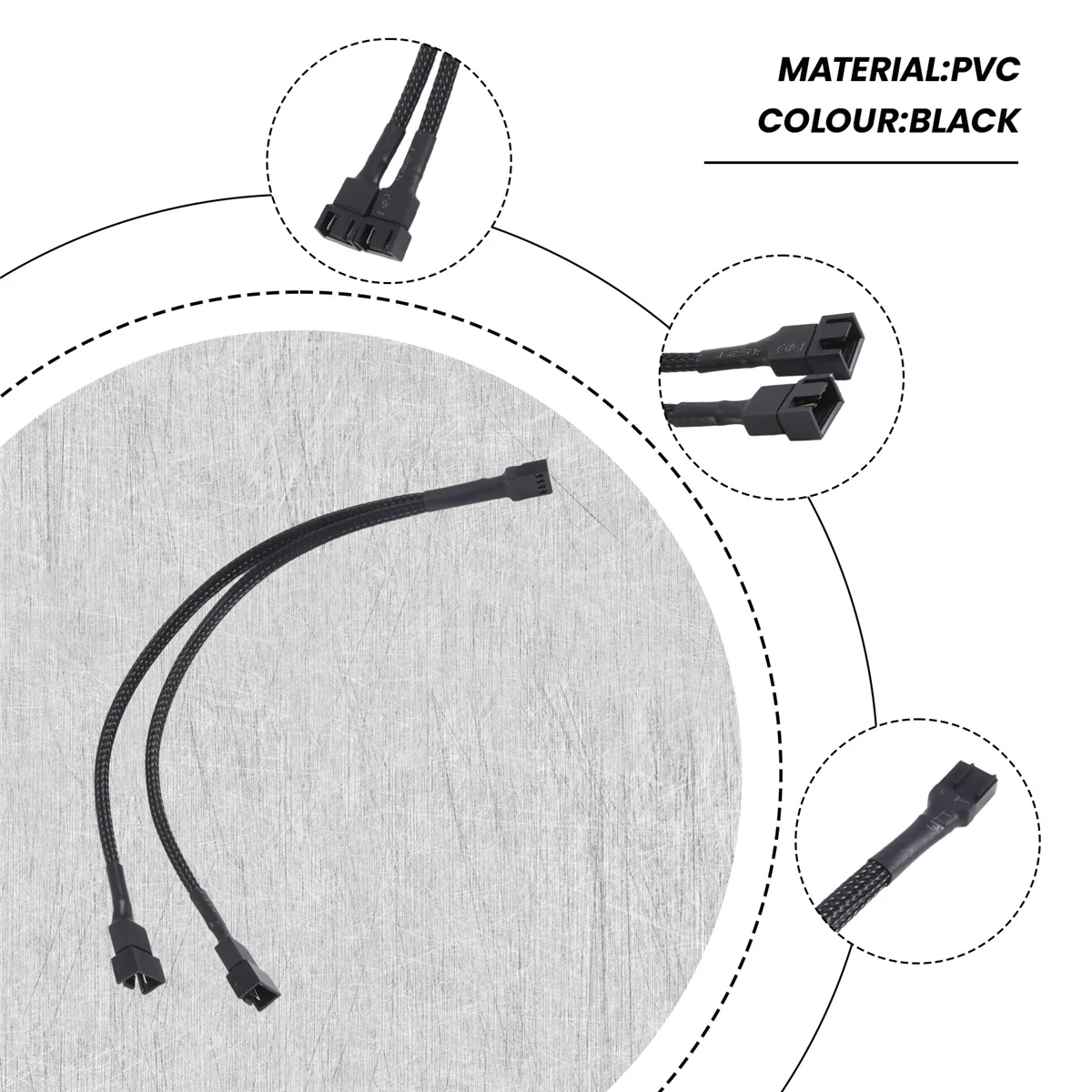 1 ถึง 2 WAY Braided CABLE Y Splitter 3/4 PIN PWM ตัวเชื่อมต่อชายพัดลมคอมพิวเตอร์ PC พัดลมอะแดปเตอร์สาย