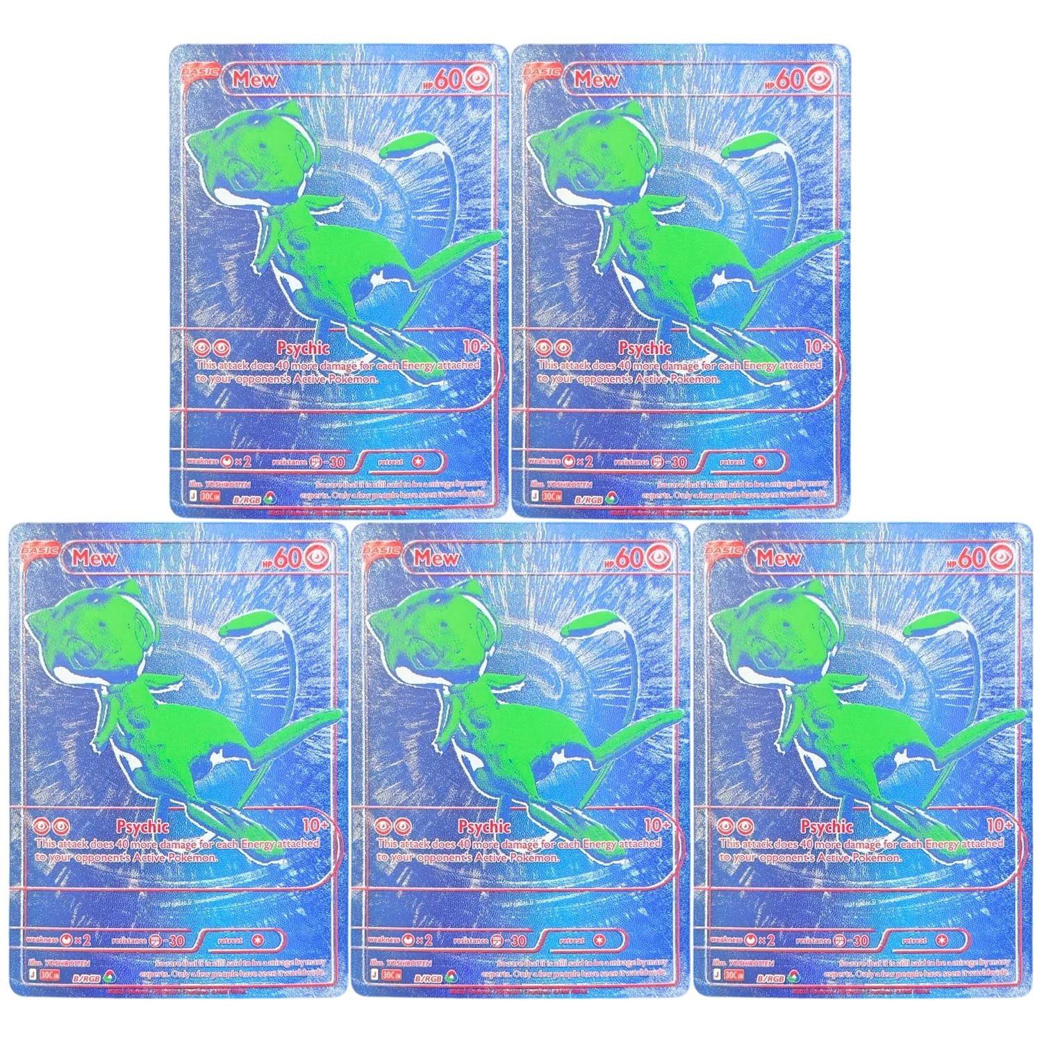 Custom DIY Proxy Mew RGB Blue B/RGB 30C Series Secret Rare Cards, 30th Anniversary Collection Card Toy