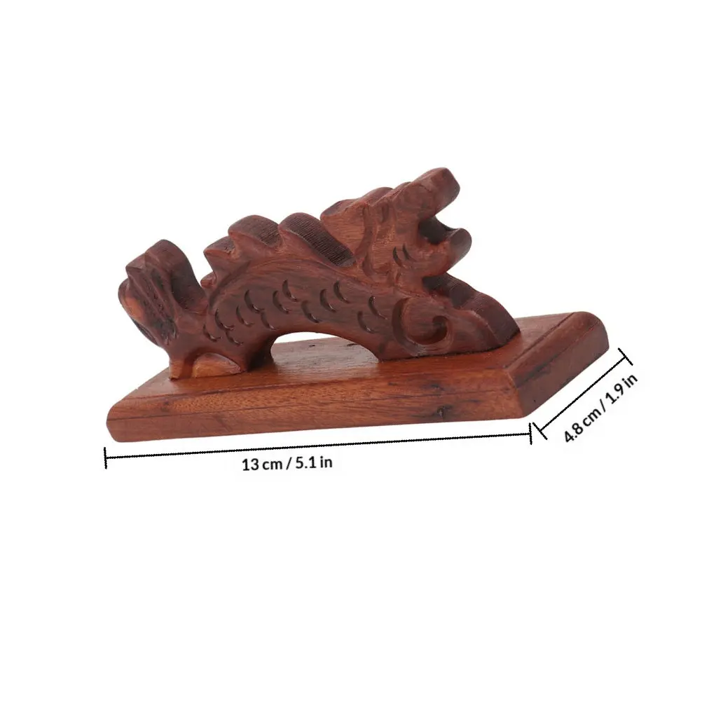 2Pcs Chinese Style Dragon Ink Brush Rack Red Sandalwood Calligraphy Brush Holder Wooden Pen Stand for Home Office