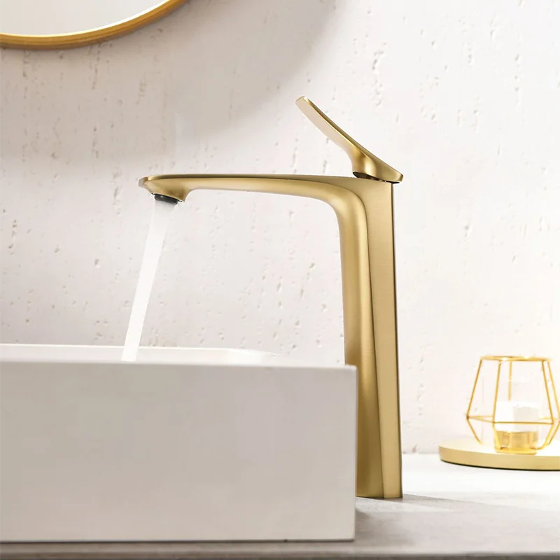 Basin Faucets High Black/Chrome/White/Gold/Gray Hot & Cold Water Mixing Copper Sink Taps Bathroom Accessories Countertop Faucet