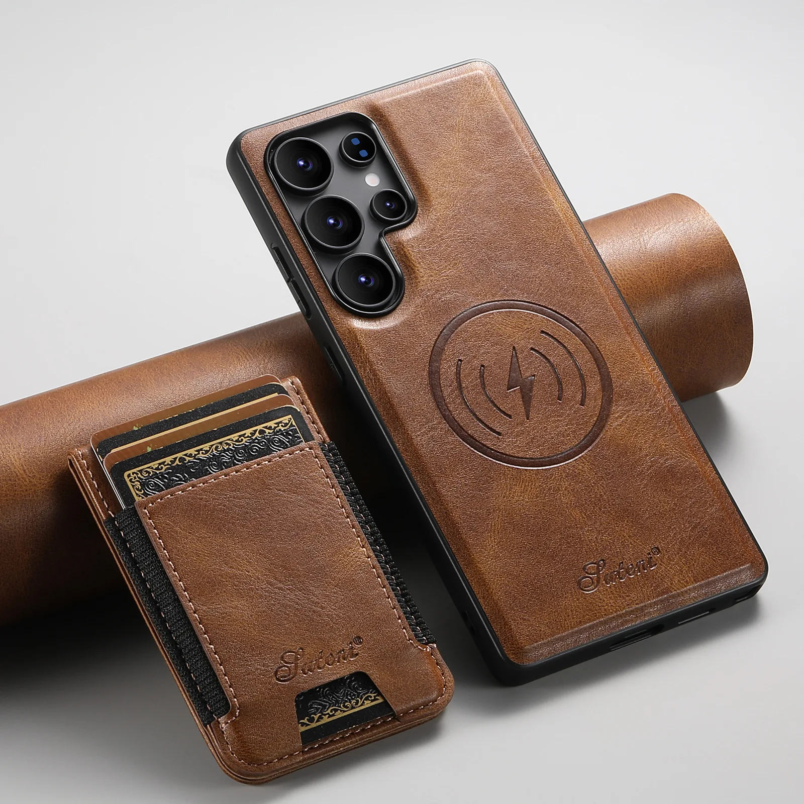 

Кожаный чехол-кошелек для телефона Samsung S25 Ultra S24 S23 Plus S22, магнитный чехол-подставка 2-в-1