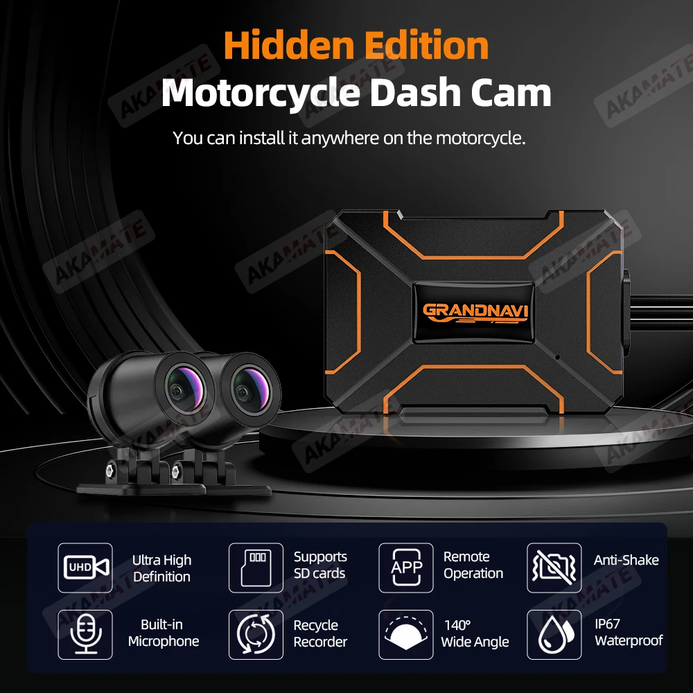 2K Motorcycle DVR Dual 1080P WiFi Front & Rear Waterproof Camera Recorder Motorcycle Dash Cam Motorbike Black Box Dual-lens image 2