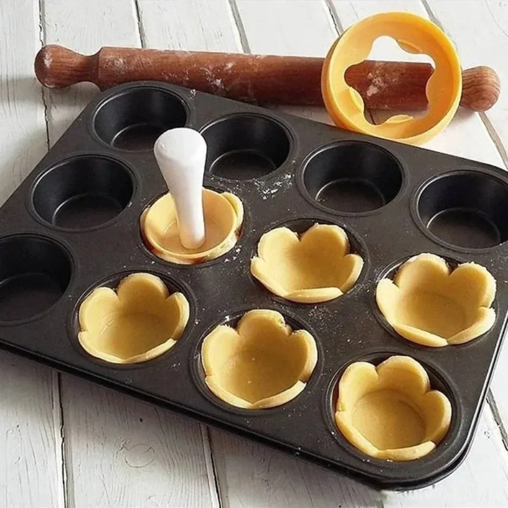 Molde de plástico para tartaletas de flores, mini molde redondo para tartaletas, utensilio para hacer tartas caseras, 1 unidad