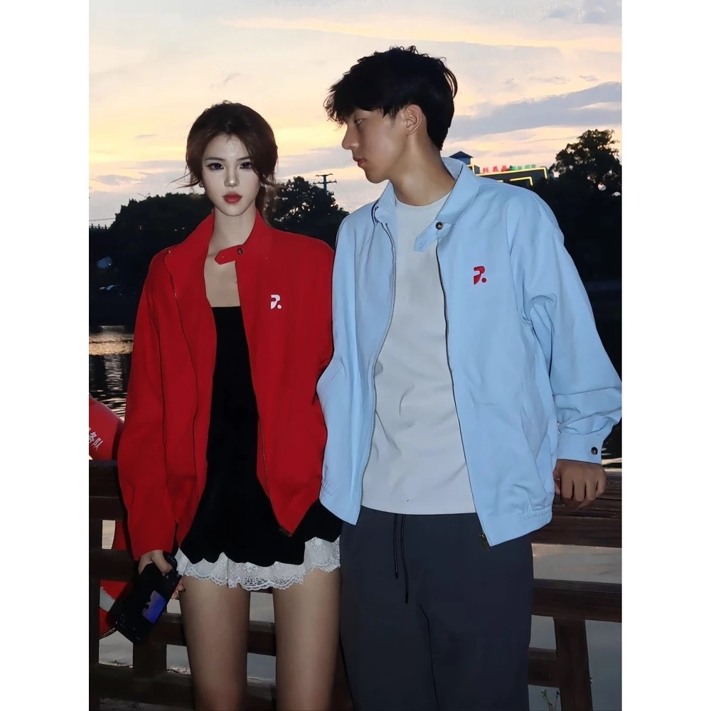 

Повседневная универсальная верхняя одежда с воротником irt Jaet на молнии для пар, американский ретро Sle, полиэфирное волокно, весна, осень, зима ex