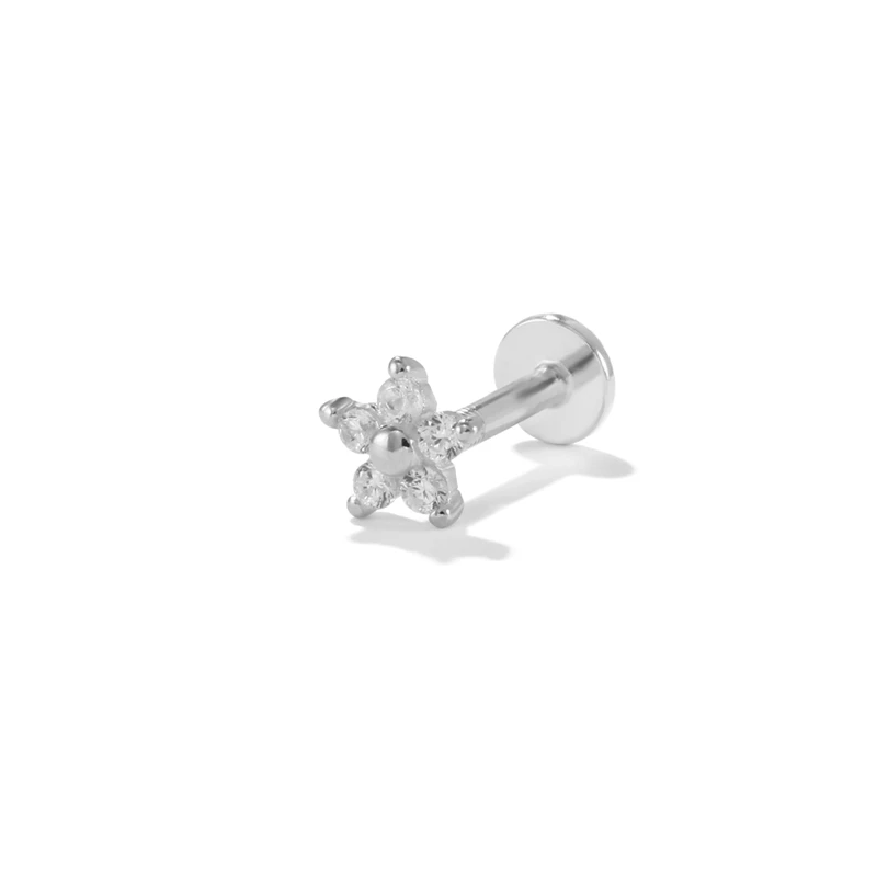 CANNER Silber 925 Sterling Piercing für Frauen, Herz-Ohrstecker, Schmuck, flache Rückseite, Ohrstecker für Helix, Tragus, Daith