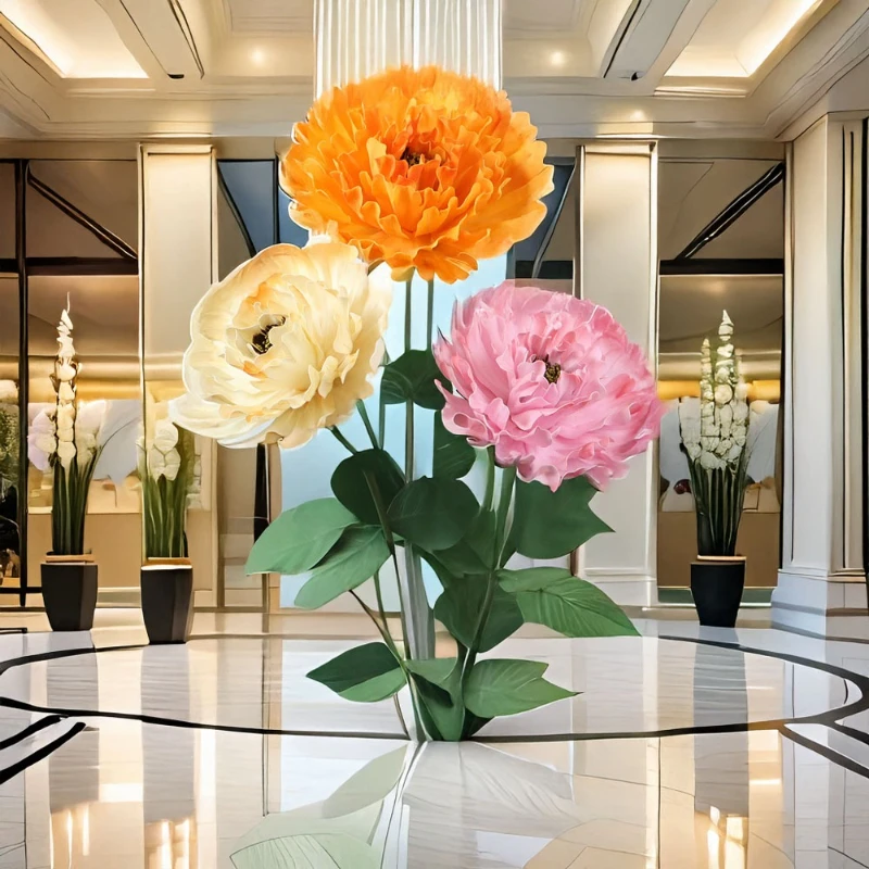 Tête de fleur de pivoine artificielle géante de 60CM, décoration de fond d'événement, grand panier de fleurs, Arrangement floral PE haut de gamme