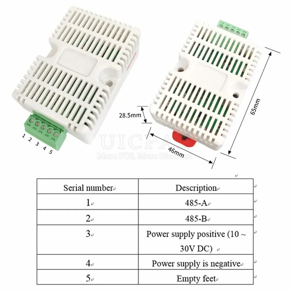 

SHT30 Temperature Humidity Sensor 35MM DIN Tracks Output RS485 Modbus Protocol Industrial Sensors Monitor Transmitter 5Pin