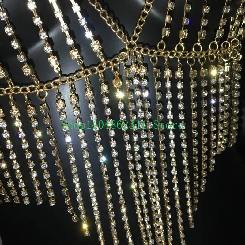 

5asd Sexy Crystal Rhinestones Body Jewelry Women's Fashion Chains Underwear Bra for Summer Beach