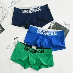 3pcs/lot SEOBEAN Simple solid color sports men's underwear cotton low rise sexy Boxer shorts personalized youth Boxer shorts