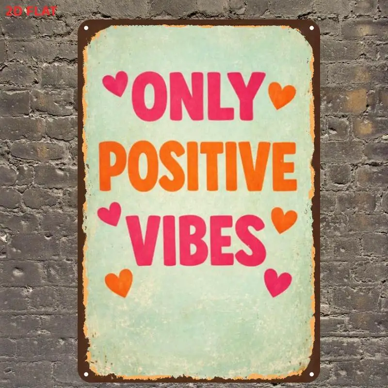 2D Flat, 1pc, Solely Positive Vibes Signmetal Iron Sign, Pre-Drilled Holes, Suitable for Indoor, Garden, Outdoor, Home, Offic