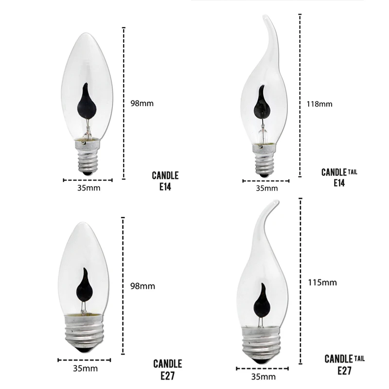 4PCS LED E14 E27 Edison bulb Candle Light Bulb Flame Effect Bulb 3W AC220V Decor Lighting Ampoule Candle Bulb Bedside Lamp