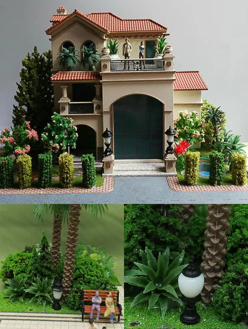 10pcs 3v Miniatur LED leuchtende Gras lampe Kunststoff Modell Kit Maßstab Innenhof Landschafts licht für Diorama Szene Beleuchtung – Detail 2