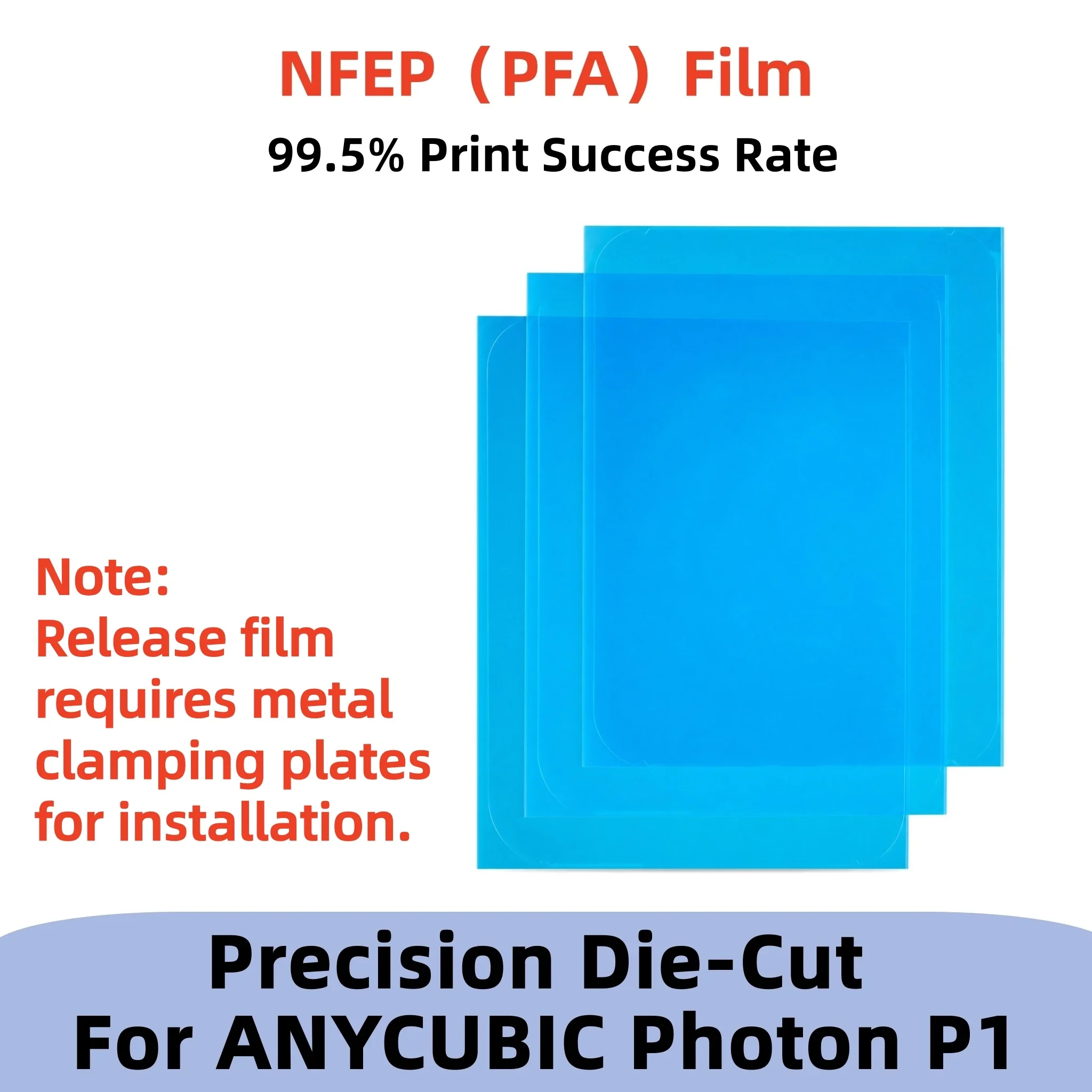 NFEP (PFA) Release Film For Anycubic Photon P1 Precision Die-Cut Low Peel Force 95% UV Transmittance 3D Printer Resin Vat Film