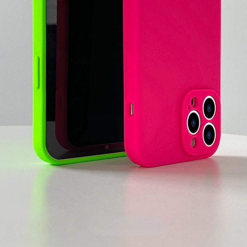 For IPhone 16 15 Pro Max Case Neon Liquid Silicone 13 XR 8Plus XS MAX X Fluorescence Cover For IPhone 13 12 11 14 Pro Max Fundas