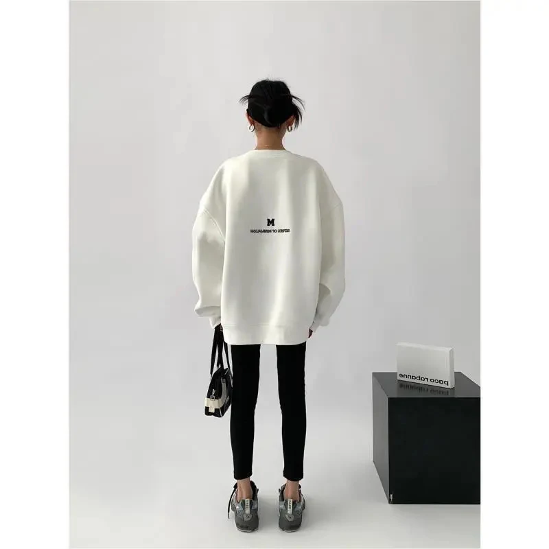 MEXZT Streetwear Letter Print Sweatshirt Women Y2K Plus Fleece Thick Oversized Pullovers Bf Harajuku Korean Loose Casual Hoodies