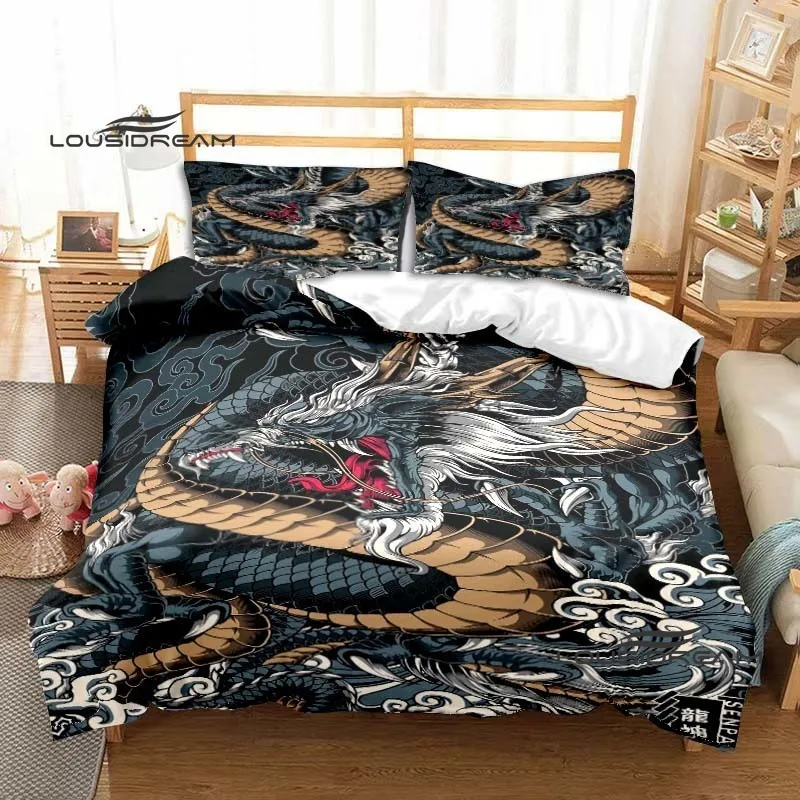 

Dragon Rose Quilt Cover Pillowcase 3D Printing Fashion Boy Girl Creative Home Decoration Queen King size Quilt Cover bedding