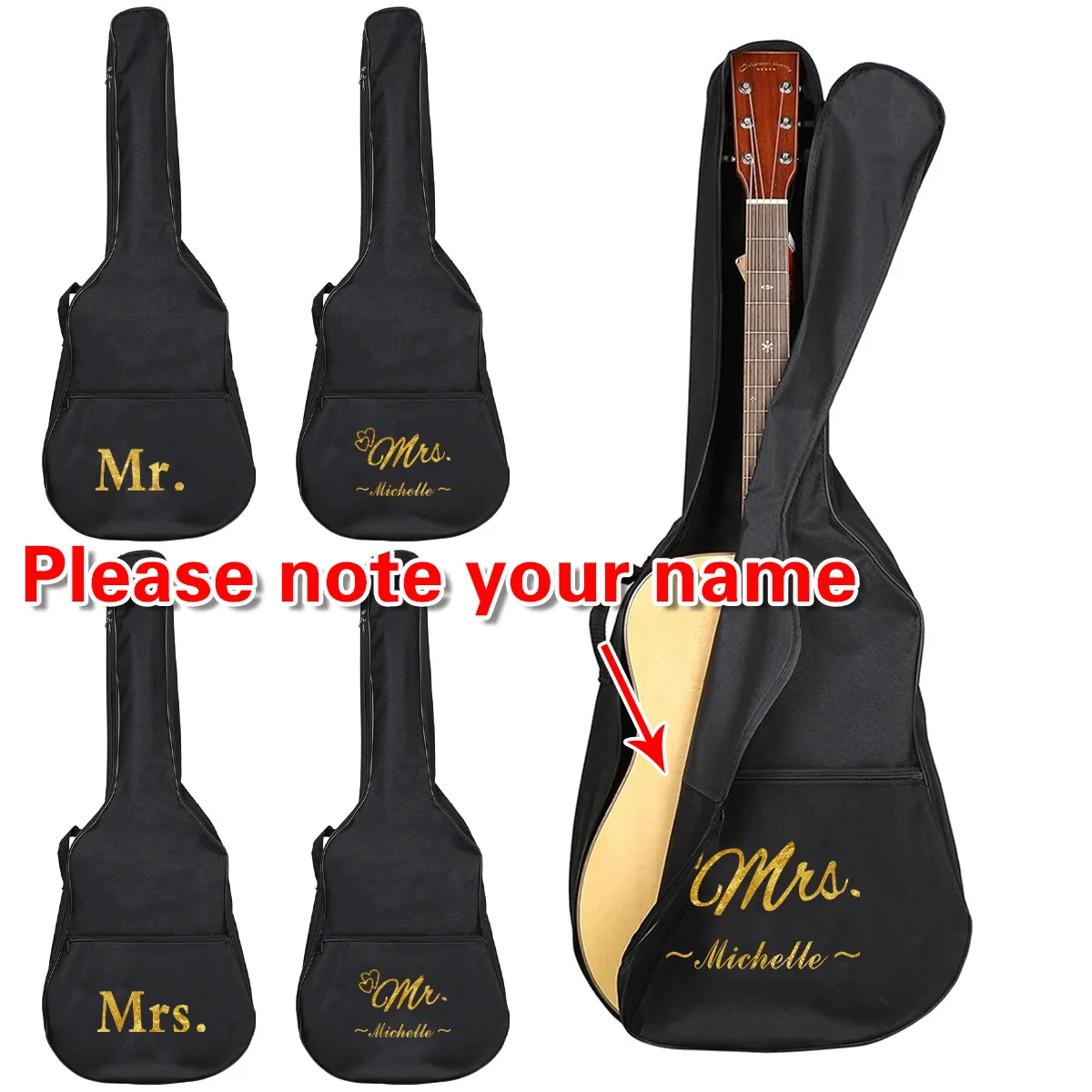 Personalized Customized Name Guitar Bag 36-41inch Large Capacity Portable Instrument Storage Backpack Waterproof Guitar Case