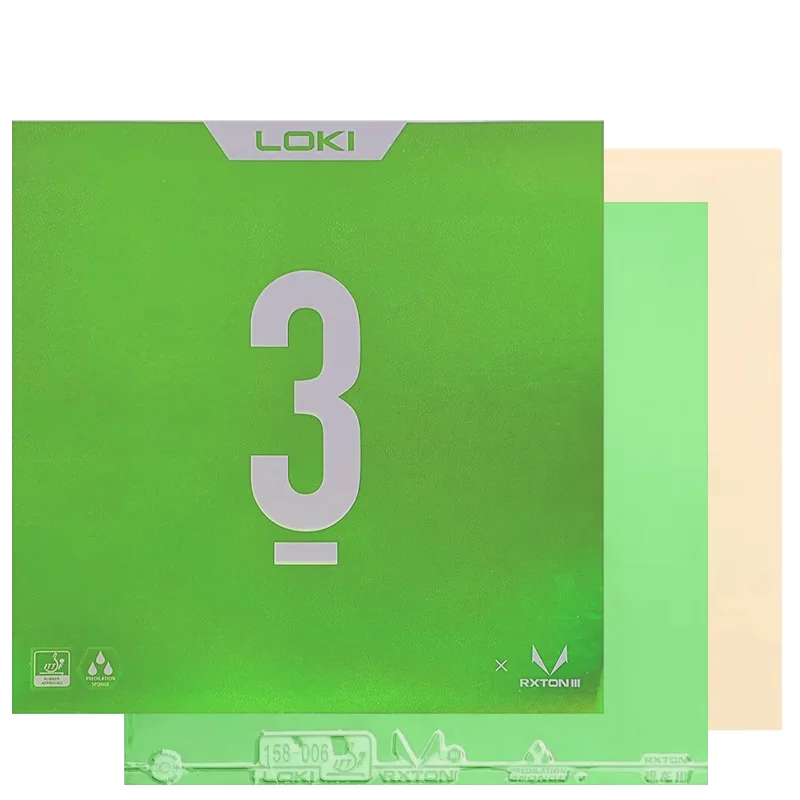 LOKI RXTON 3 Kleurrijk Tafeltennisrubber met Cake Sponge Sticky Professioneel Ping Pong Rubber Blad Blauw Roze Groen Paars