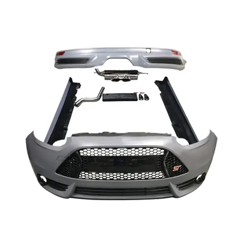 Hot Sale Ion PP Car Bumpers For  Focus 2012 Upgrade ST Style Front Bumper Rear Lip Side Skirts Tail Throat