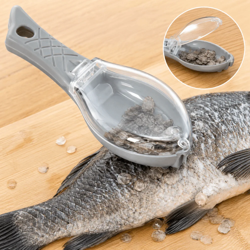 Fast Remove Fish Scale Scraper Manual with Container Fish Cleaning Tool with Cover Effective Scraping Scales Device