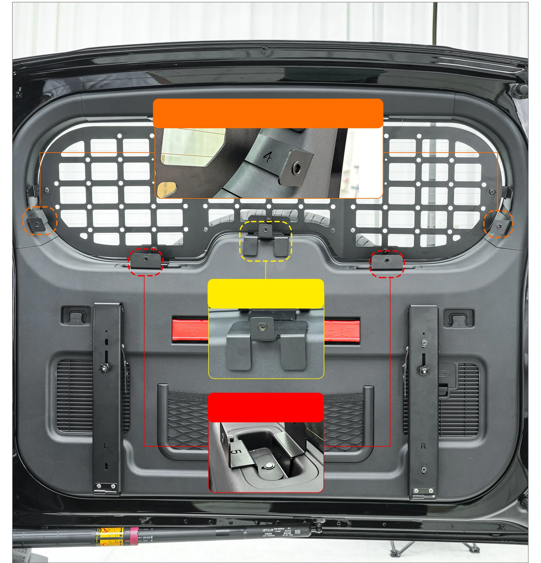 

Для Jetour G700 2025 2026: Складной столик-органайзер на дверь багажника, расширительная панель для багажника