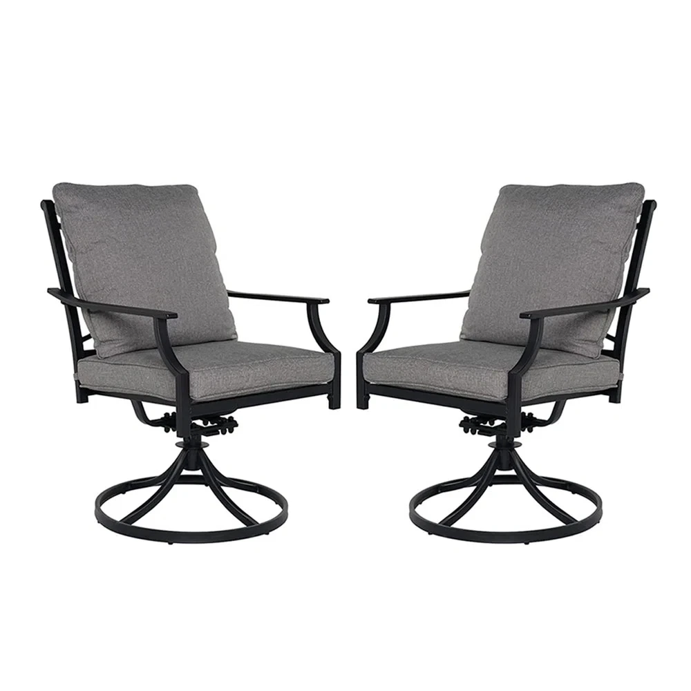 

Patio Dining Set for 2, E-Coated Outdoor Dining Set, 2 Swivel Dining Chairs Outdoor Furniture Set with Olefin Cushions