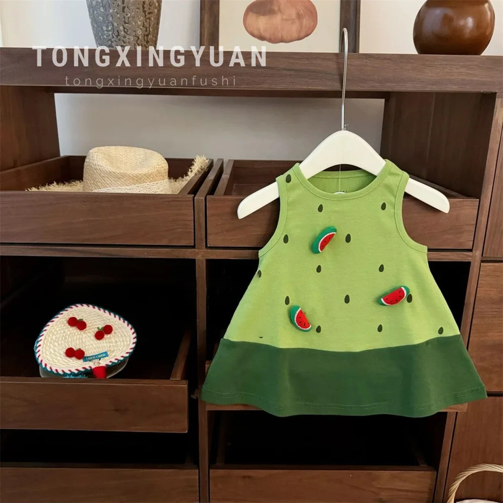 Super Cute Baby Girl Hayao Miyazaki Summer Three-dimensional Handmade Watermelon Vest Skirt Fashion Casual