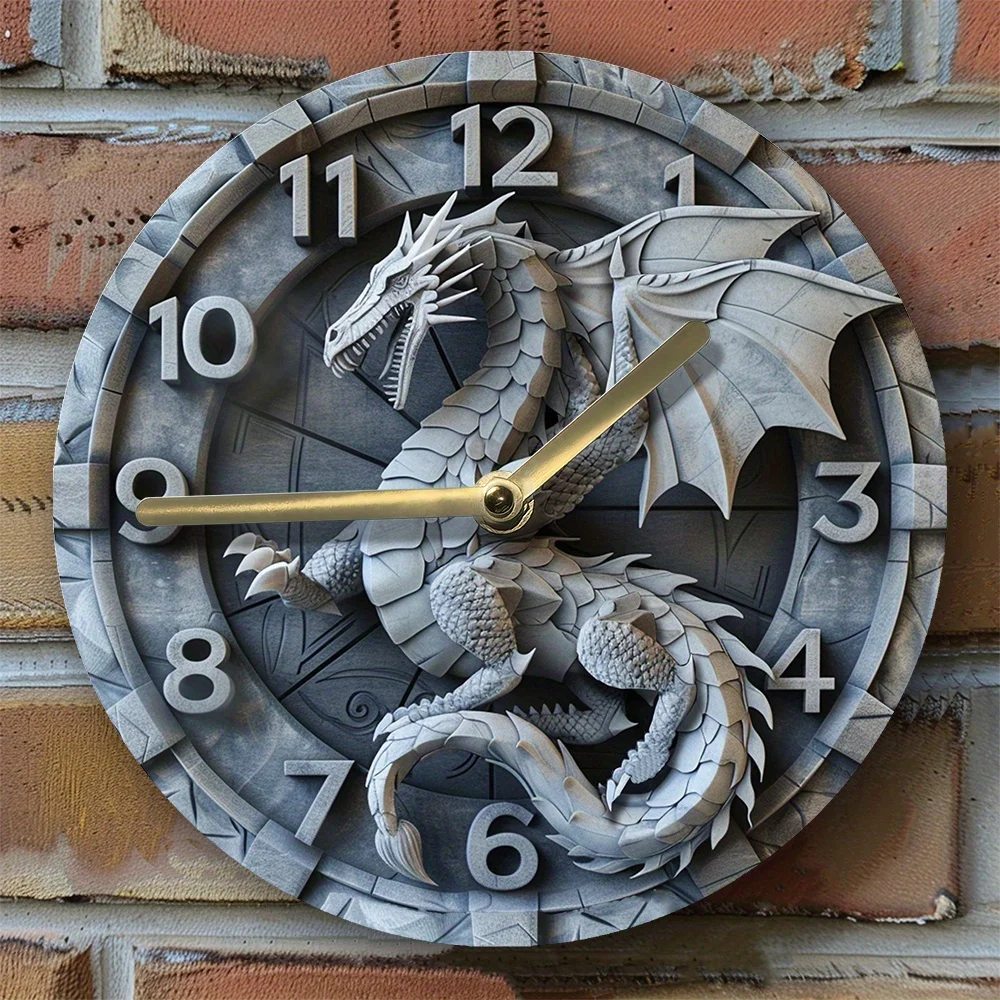 

Aluminum Wall Clock With Inferno Dragon Design - Perfect For Living Room Decor, Ideal Gift For Parents clocks wall home decor