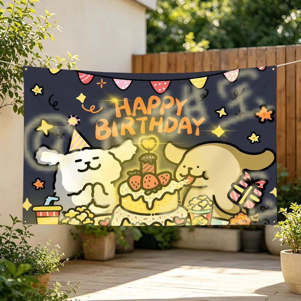 Line Puppy Maltese Flag For Sports Matches  Games Parade Rally Holiday Festival Backyard Balcony Club Bar Decor