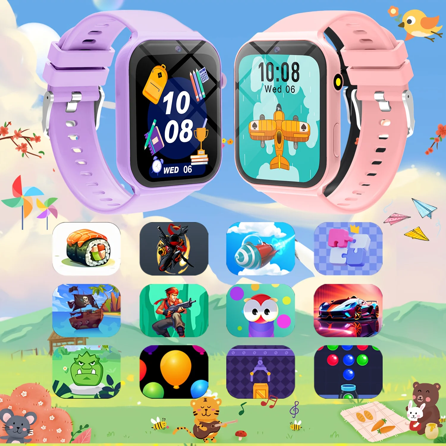 Youngsters Smart Game Watch with Camera, Video Recorder & 18 Games - Rechargeable Smartwatch with Calculator, Calendar, Photo Album, Camera,for Holiday Gifts