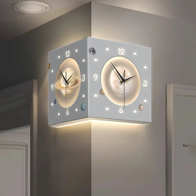 

Двусторонние настенные часы «Звездное небо» с цифровым экраном, электрическая игла для угла гостиной