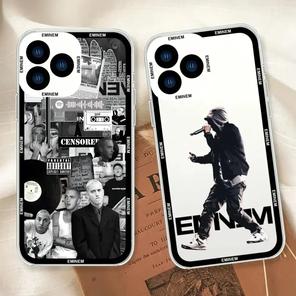 Чехол для телефона Singer Eminem для iPhone 16, 14, 13, 12, 11 Pro Max X XR XS Mini Plus, прозрачная задняя крышка из ТПУ
