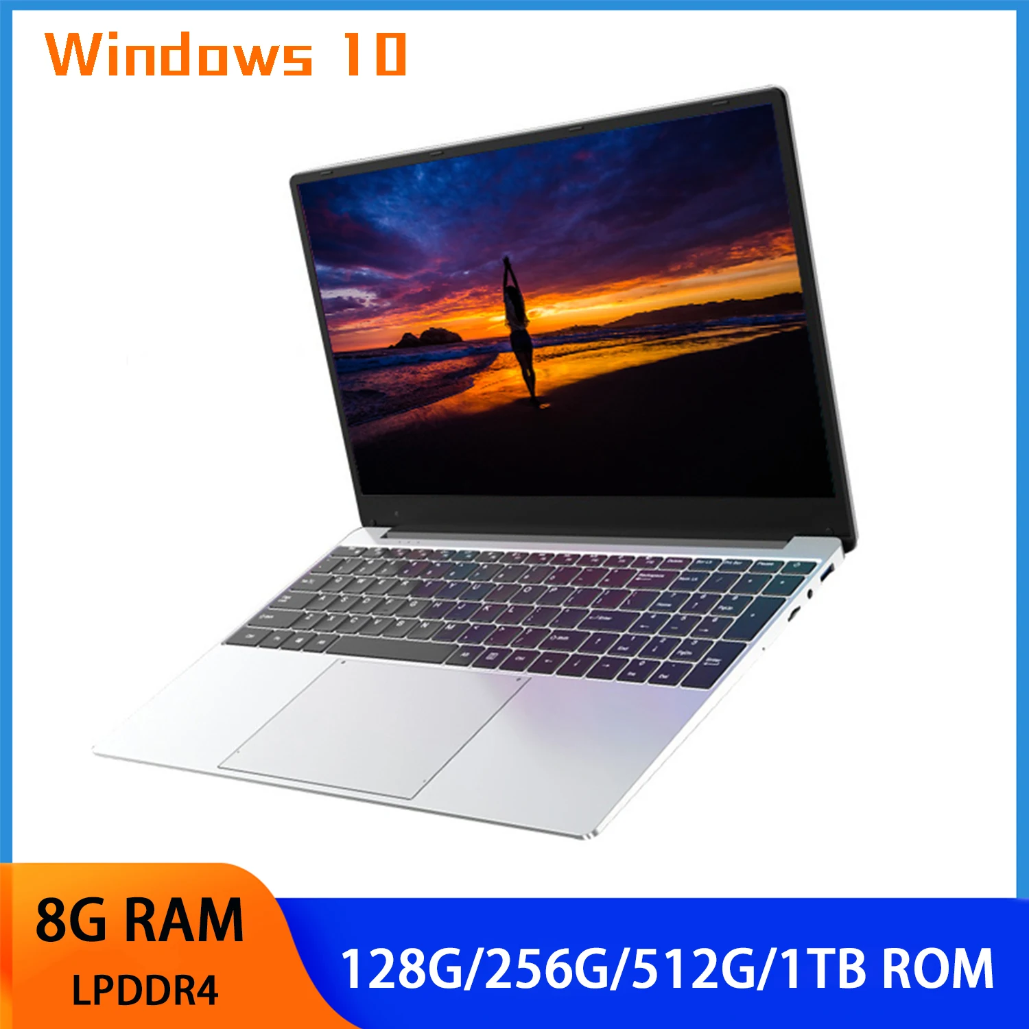 Laptop tradicional para estudantes, laptop de escritório, WiFi, Bluetooth, câmera, escritório, 8 GB RAM, 128 GB, 256GB, 1TB SSD, 15,6"