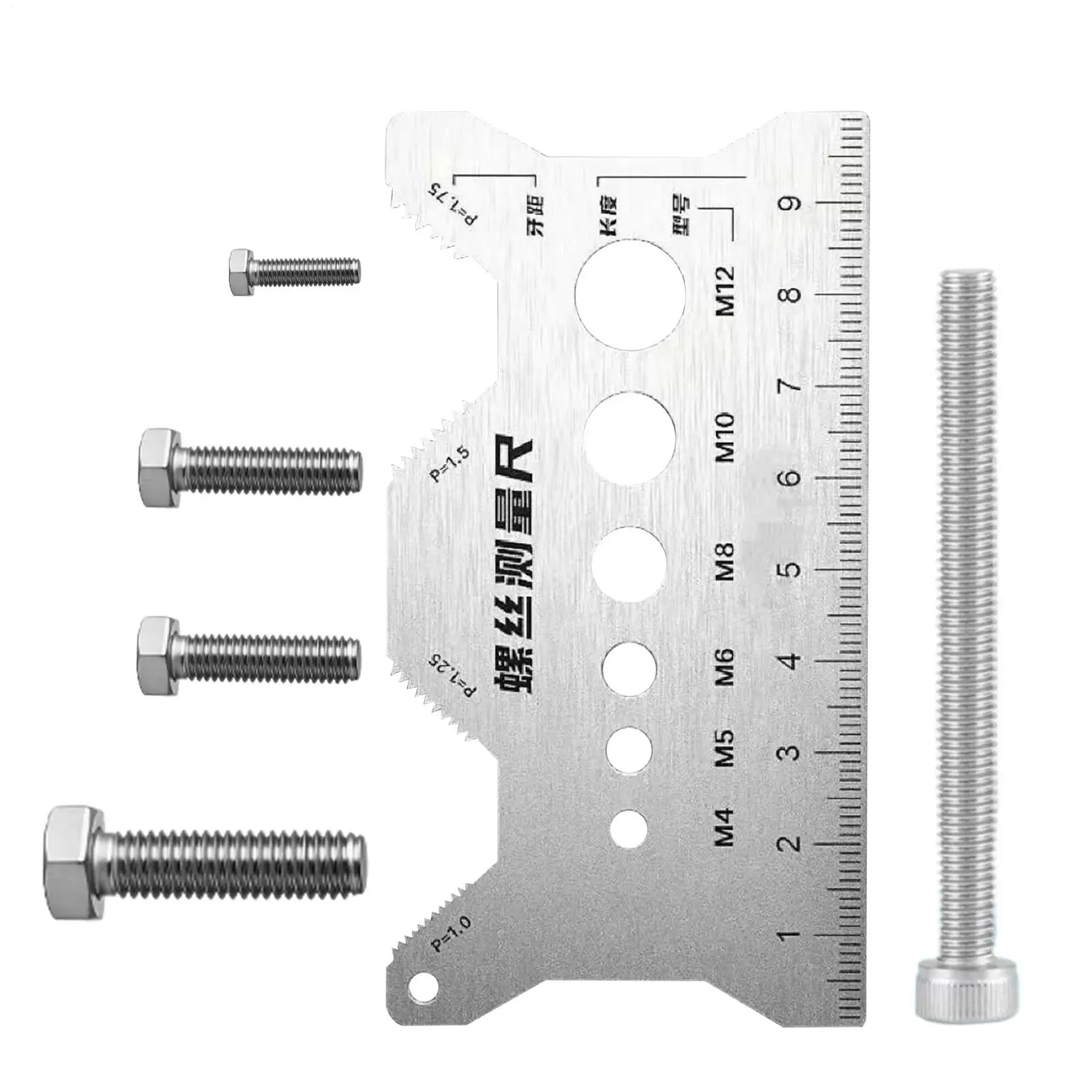 Portable Bolt Thread Checker Measurement Tool for Screw Anti-Slip Measuring Gauge Tool for Nut Bolt Bit Thread Industry Crafting