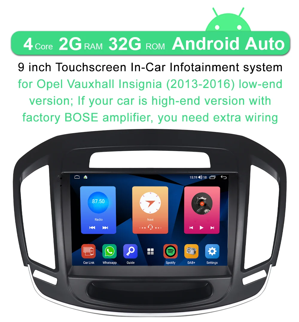 A-Sure 9'' Wireless CarPlay 4+64GB ROM Android 11 Car Radio DPS WIFI GPS Navigation For Opel Vauxhall Insignia 2013-2016