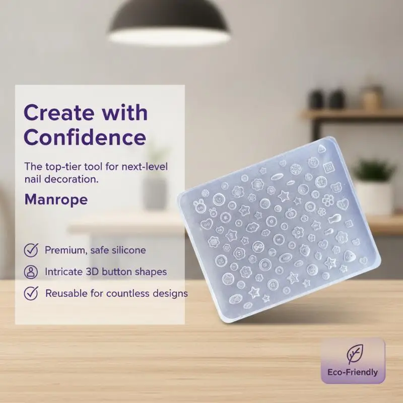 3D Buttons Nail Art Silicone Mold Mini Size Easy to Use DIY Manicure Button Mould for Professional Nail Salon Home Use